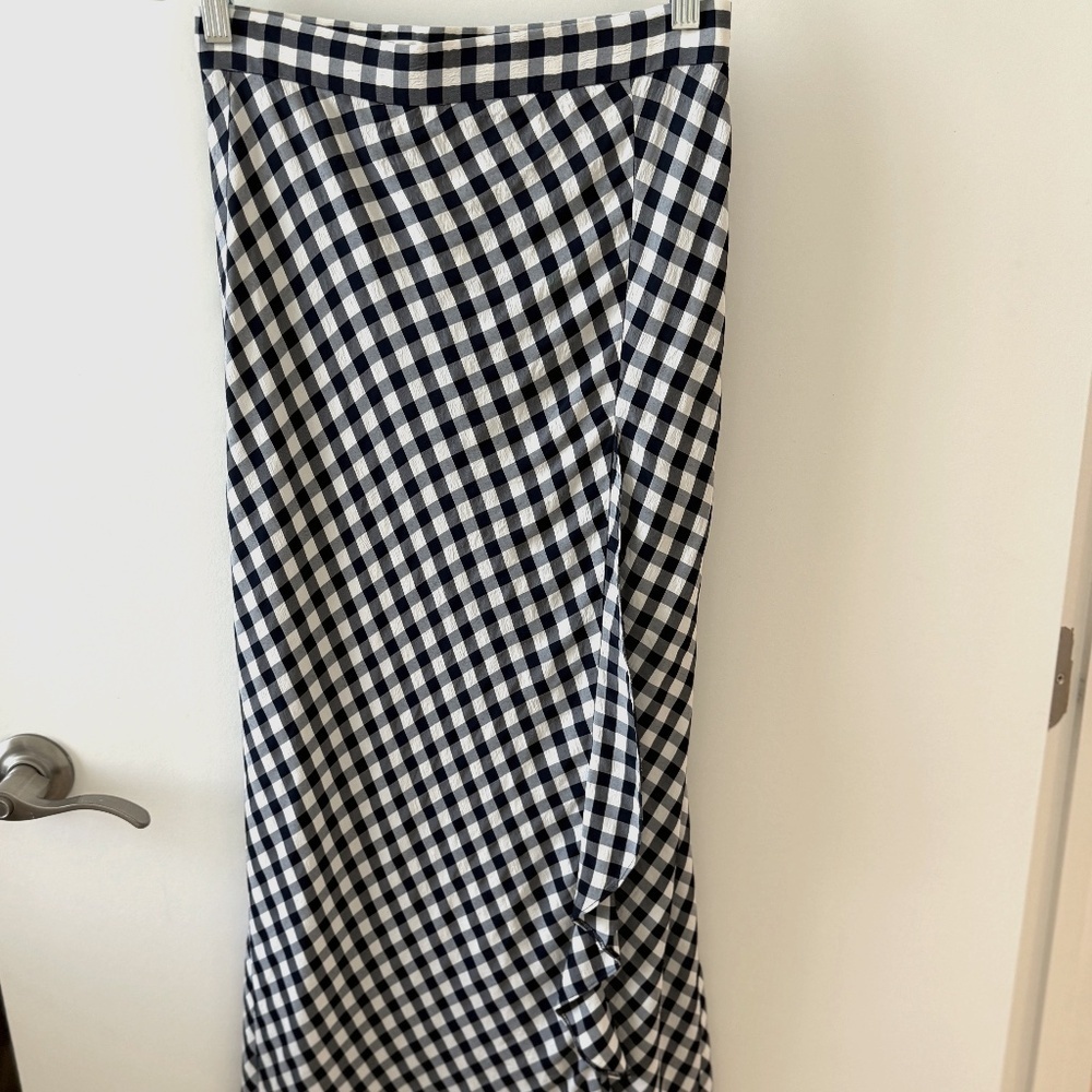 MAJE CHECKERED WRAPED RUFFLED SKIRT